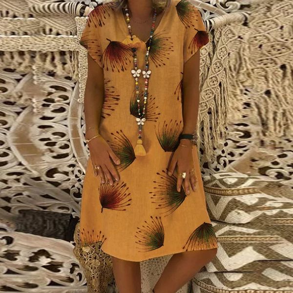 zomerjurk dames 2019 fashion women summer femme dress casual print v-neck short sleeve loose dress, Black;gray 
zomerjurk dames 2019 fashion women summer femme dress casual print v-neck short sleeve loose dress, Black;gray