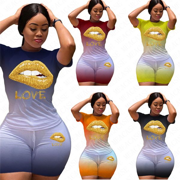 plus size women brand tracksuit color gradient lips t-shirt and shorts sets two piece sport suit trendy outfits letters sportwear d61816, White
plus size women brand tracksuit color gradient lips t-shirt and shorts sets two piece sport suit trendy outfits letters sportwear d61816, White