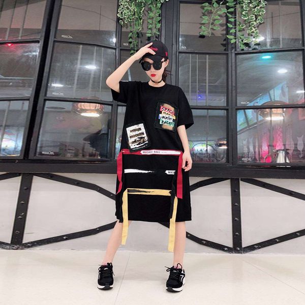 4xl plus size women streetwear dress summer 2019 fashion print patch patchwork ribbon short sleeve cotton long t shirt dresses, Black;gray
4xl plus size women streetwear dress summer 2019 fashion print patch patchwork ribbon short sleeve cotton long t shirt dresses, Black;gray