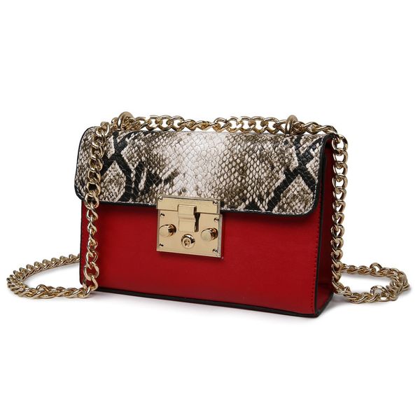 handbags bag ladies shoulder women serpentine leather metallic zip lock small chains bags flap bags