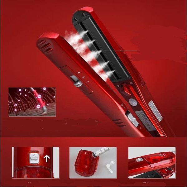 professional electric flat hair steamer straightener iron ceramic hairstyler nano water steam care styler straighter wand salon, Black
professional electric flat hair steamer straightener iron ceramic hairstyler nano water steam care styler straighter wand salon, Black