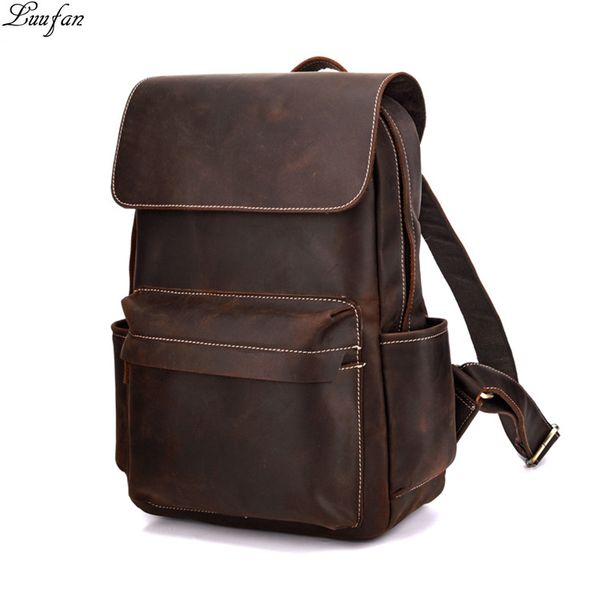 vintage crazy horse leather men backpack brown genuine cowhide leather women rucksack daypack 14" lapbags travel bag for man y190601
vintage crazy horse leather men backpack brown genuine cowhide leather women rucksack daypack 14" lapbags travel bag for man y190601