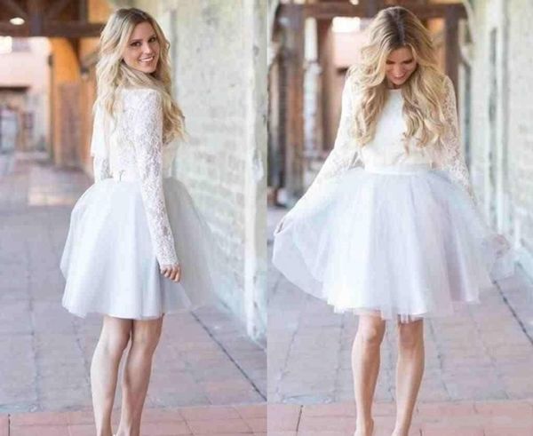 

modest short cocktail dresses jewel knee length tulle lace long sleeve celebrity dresses party evening prom dresses custom made, Black