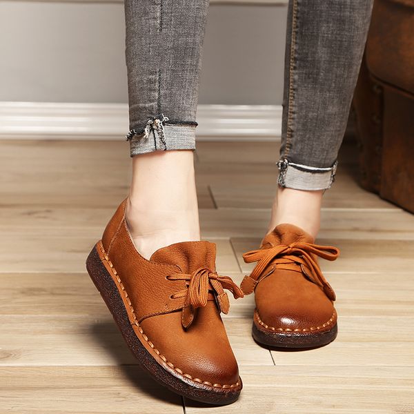 genuine leather shoes women lace-up loafers casual flat shoes women mother driving female handmade flats, Black
genuine leather shoes women lace-up loafers casual flat shoes women mother driving female handmade flats, Black