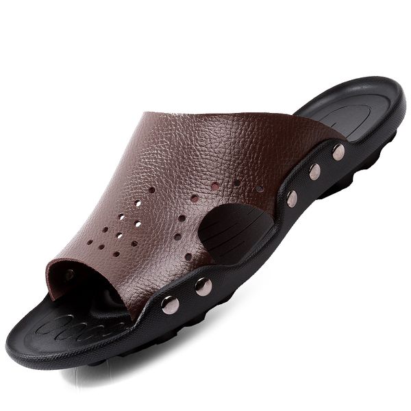 mens slides genuine leather summer non-slip men's shoes outdoor breathable beach shoes plusr size, Black
mens slides genuine leather summer non-slip men's shoes outdoor breathable beach shoes plusr size, Black