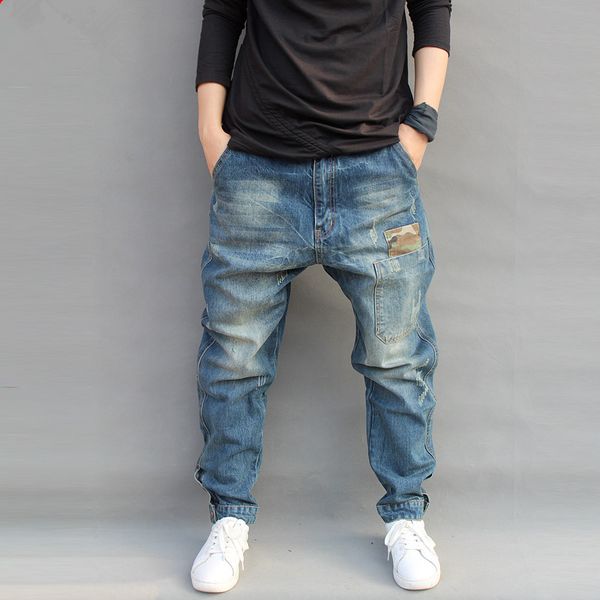 plus size -6xl mens distressed jeans ripped loose fit harem pants slim fit cross pants patchpockets darked wash jeans 80974, Blue
plus size -6xl mens distressed jeans ripped loose fit harem pants slim fit cross pants patchpockets darked wash jeans 80974, Blue