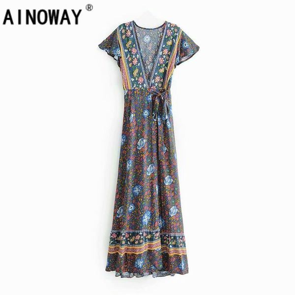 vintage chic women floral print bat sleeve beach long bohemian maxi dress ladies v neck summer boho dress vestidos, Black;gray
vintage chic women floral print bat sleeve beach long bohemian maxi dress ladies v neck summer boho dress vestidos, Black;gray