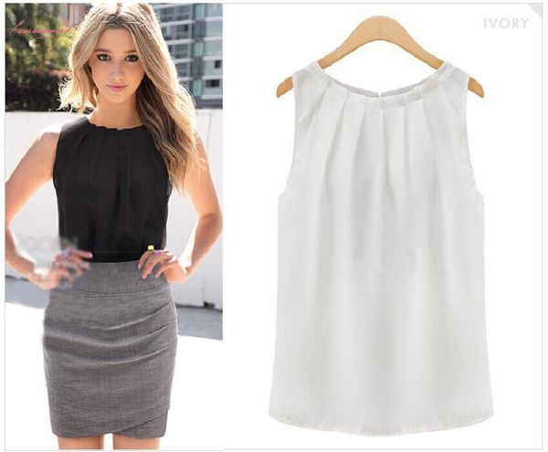 solid women t shirt 2020 new fashion solid color sleeveless o neck chiffon shirt korean tshirt vestidos hjy1006, White
solid women t shirt 2020 new fashion solid color sleeveless o neck chiffon shirt korean tshirt vestidos hjy1006, White