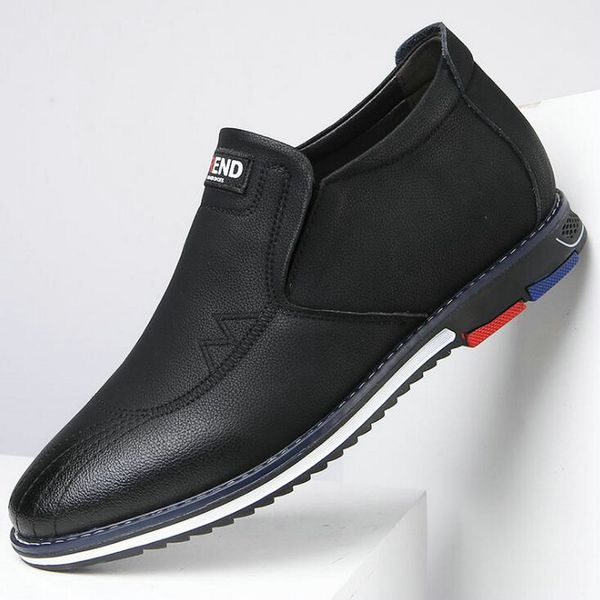 autumn new casual shoes mens leather flats increase 6cm all black lace-up oxford shoes for men a53-97
