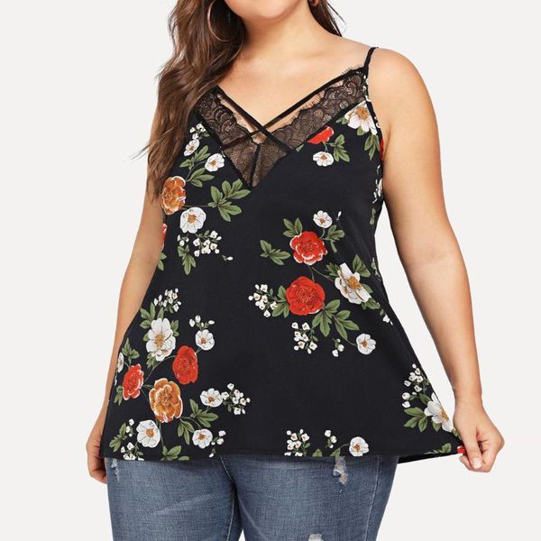 women plus size tank fashion sleeveless floral print summer loose v-neck stretch soft lace patchwork camis tank, White
women plus size tank fashion sleeveless floral print summer loose v-neck stretch soft lace patchwork camis tank, White