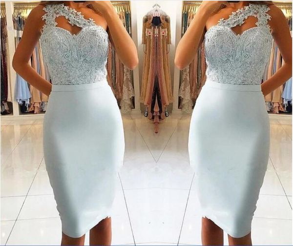new short mini homecoming dresses light sky blue one shoulder lace appliques beaded knee length sheath party dresses cocktail gowns, Red
new short mini homecoming dresses light sky blue one shoulder lace appliques beaded knee length sheath party dresses cocktail gowns, Red