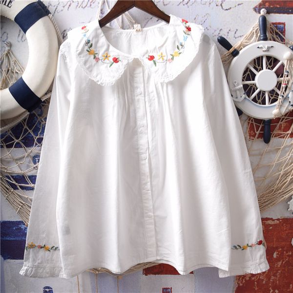 2019 new spring preppy style floral embroidery blouse mori girl peter pan collar loose long sleeve white shirts women
2019 new spring preppy style floral embroidery blouse mori girl peter pan collar loose long sleeve white shirts women