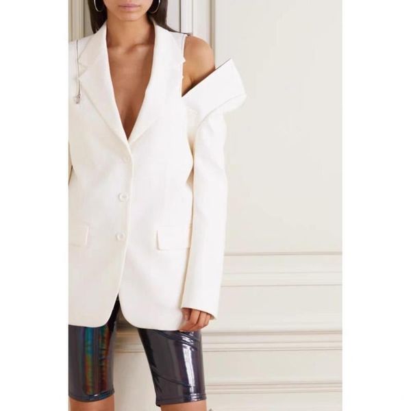 women's suits & blazers 6.10 high end custom off shoulder zipper design personality street temperament solid color thin white blazer co, White;black
women's suits & blazers 6.10 high end custom off shoulder zipper design personality street temperament solid color thin white blazer co, White;black