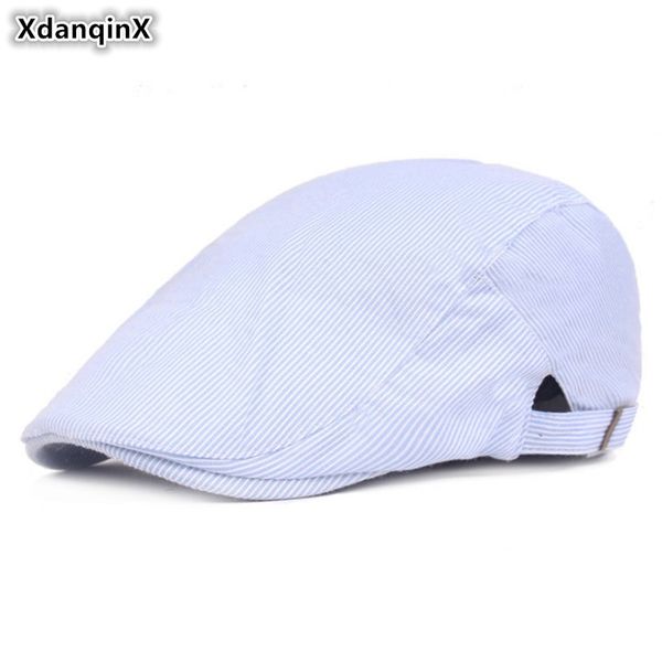 xdanqinx men's striped cotton berets 2019 new summer women's hat adjustable head circumference size couple hats snapback cap, Blue;gray
xdanqinx men's striped cotton berets 2019 new summer women's hat adjustable head circumference size couple hats snapback cap, Blue;gray