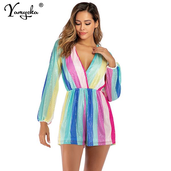 stripe sequin loose summer jumpsuit women v-neck long sleeve leotard body club wear party playsuit ropa mujer short rompers, Black;white
stripe sequin loose summer jumpsuit women v-neck long sleeve leotard body club wear party playsuit ropa mujer short rompers, Black;white