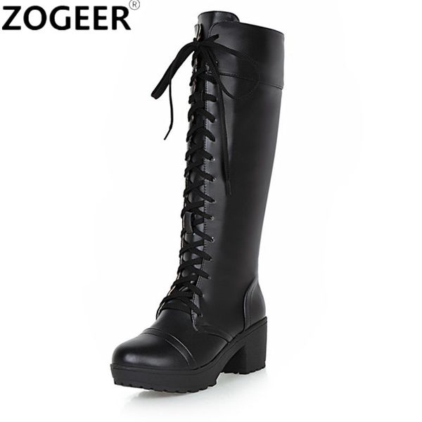2019 winter rubber boots women's riding boots women square medium heel pu leather knee high casual lace-up platform punk shoes, Black
2019 winter rubber boots women's riding boots women square medium heel pu leather knee high casual lace-up platform punk shoes, Black