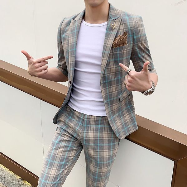2019 sleeves korean version of the self-cultivation two buckles seven-point sleeves suit suit men's business casual plaid, White;black
2019 sleeves korean version of the self-cultivation two buckles seven-point sleeves suit suit men's business casual plaid, White;black
