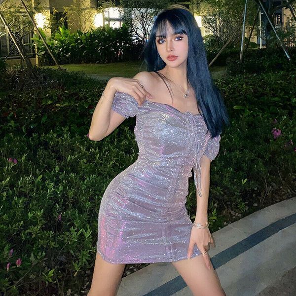 fashion women bandage bodycon shinny dress off shoulder summer party short mini dresses, Black;gray
fashion women bandage bodycon shinny dress off shoulder summer party short mini dresses, Black;gray