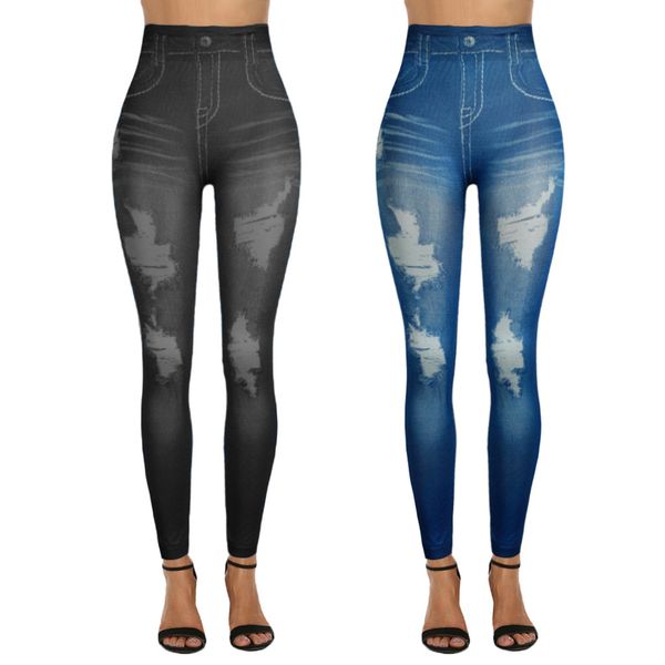 2019 autumn summer women's jeans casual high-waist printed imitation denim leggings hip super elastic slim slimming pants l0828, Blue
2019 autumn summer women's jeans casual high-waist printed imitation denim leggings hip super elastic slim slimming pants l0828, Blue