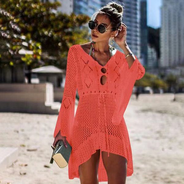 women blouse bell sleeve swimwear dress holiday knit beach crochet solid lace cover up bikini summer, Blue;gray
women blouse bell sleeve swimwear dress holiday knit beach crochet solid lace cover up bikini summer, Blue;gray