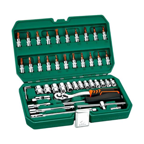 46pcs/set bicycle car repair tool kit universal wrench multi-function socket wrench spanner toolbox hand tools socket set