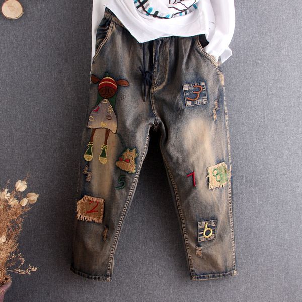 women's jeans patch cartoon embroidery pants woman streetwear chinese style denim trousers elastic waisst washed harem vintage, Blue
women's jeans patch cartoon embroidery pants woman streetwear chinese style denim trousers elastic waisst washed harem vintage, Blue