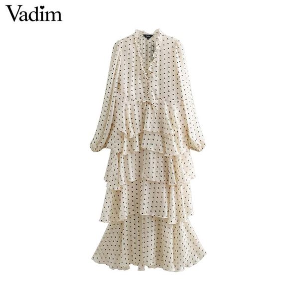 Vadim chic dots print chiffon midi dress ruffled collar long sleeve drawstring tie female casual dresses vestidos QB217
Vadim chic dots print chiffon midi dress ruffled collar long sleeve drawstring tie female casual dresses vestidos QB217