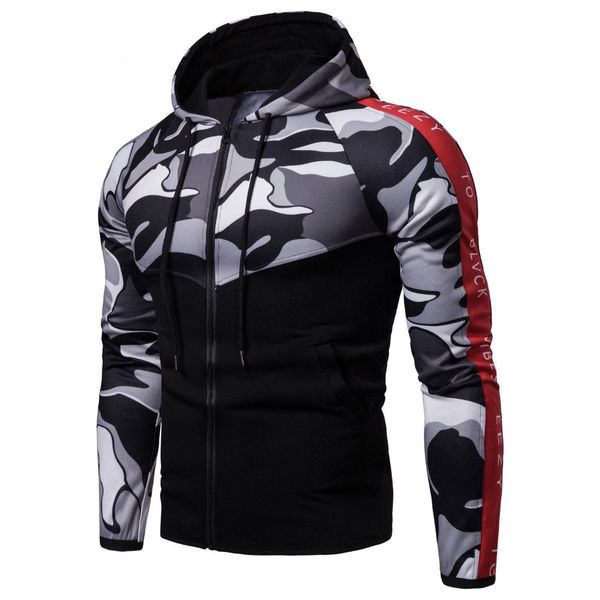 2019 spring ashion camouflage patchwork hoodies mens zipper cardigan sweatshirts slim fit sportswear men's casual coat plus size, Black
2019 spring ashion camouflage patchwork hoodies mens zipper cardigan sweatshirts slim fit sportswear men's casual coat plus size, Black