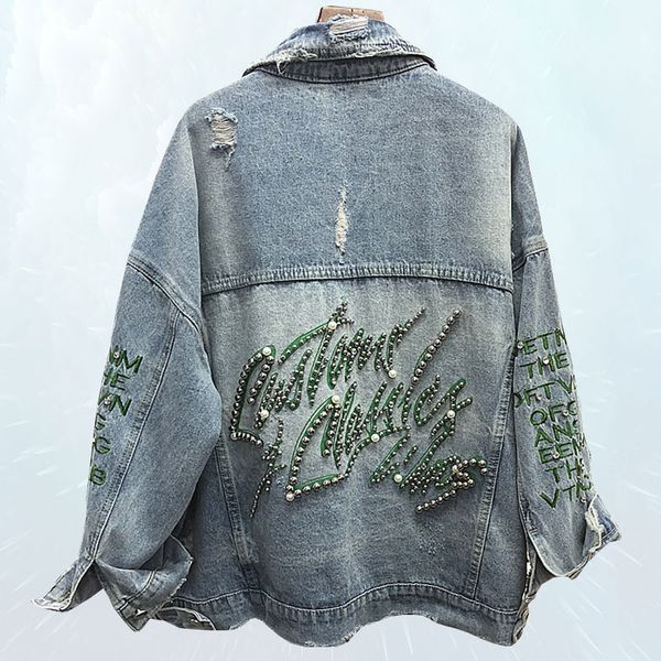 heavy work beaded embroidery letter denim jacket 2019 new spring autumn jacket women loose plus size frayed jean outwear sl170, Black;brown
heavy work beaded embroidery letter denim jacket 2019 new spring autumn jacket women loose plus size frayed jean outwear sl170, Black;brown