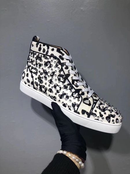 black white genuine leather spiked high mens shoes sneakers red bottom brand,luxury studded flats trainers leather with spikes casual
black white genuine leather spiked high mens shoes sneakers red bottom brand,luxury studded flats trainers leather with spikes casual