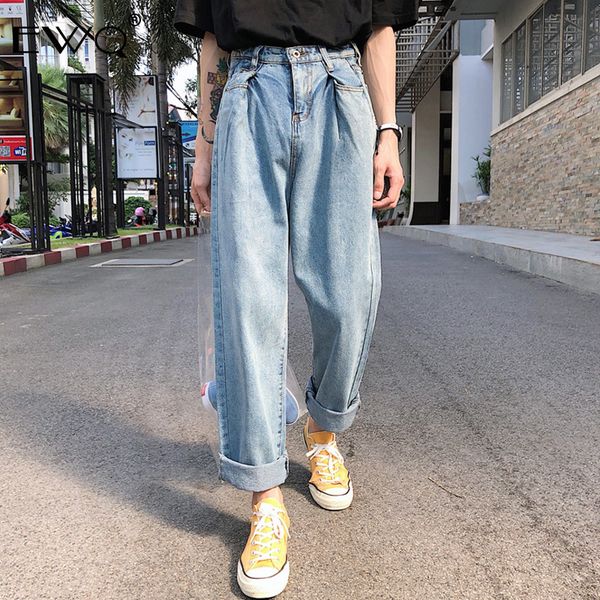 ewq / 2020 new fashion spring washed denim tide loose jeans men casual trousers straight broad-legged calca masculina 9a040, Blue
ewq / 2020 new fashion spring washed denim tide loose jeans men casual trousers straight broad-legged calca masculina 9a040, Blue