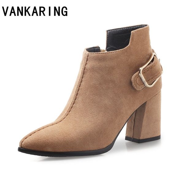 vankaring 2018 new autumn winter short cylinder boots high heel ankle boots shoes women riding thick scrub dress pumps, Black
vankaring 2018 new autumn winter short cylinder boots high heel ankle boots shoes women riding thick scrub dress pumps, Black