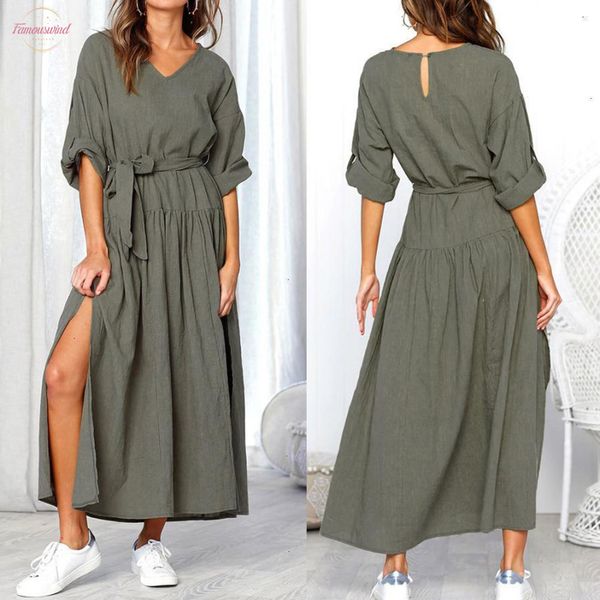 women dresses woman clothes dress women long sleeve v neck solid sashes fashion dresses casual loose maxi dress aug3 designer clothes, Black;gray
women dresses woman clothes dress women long sleeve v neck solid sashes fashion dresses casual loose maxi dress aug3 designer clothes, Black;gray