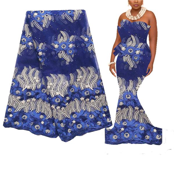 royal blue beaded african lace fabric 2020 french lace fabric with stones 5 yard embroidered swiss guipure lace, Black;white
royal blue beaded african lace fabric 2020 french lace fabric with stones 5 yard embroidered swiss guipure lace, Black;white
