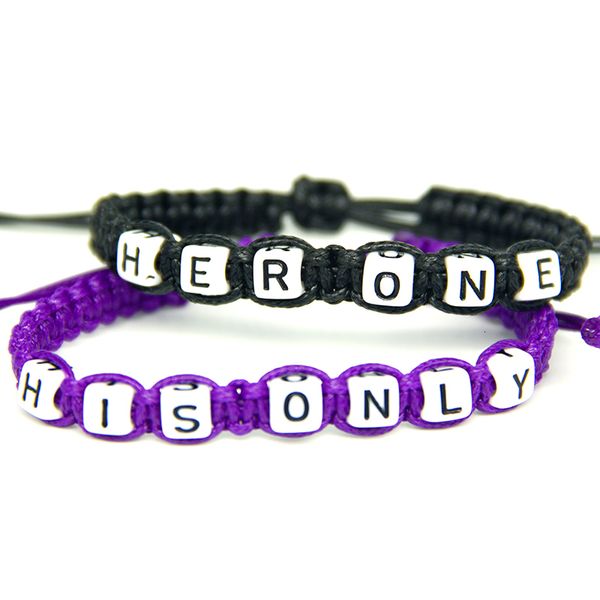 2pcs/pair couple bracelets black her one and purple his only rope chain lovers gift handmade jewelry charm bracelets accessories, Golden;silver
2pcs/pair couple bracelets black her one and purple his only rope chain lovers gift handmade jewelry charm bracelets accessories, Golden;silver