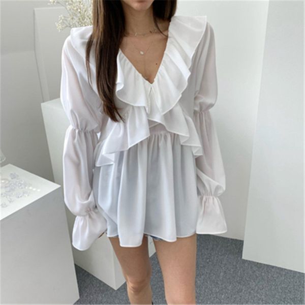 2020 new arrivals summer dress femme korean chic v-neck ruffled chiffon dress super fairy long sleeved vestidos verano, Black;gray
2020 new arrivals summer dress femme korean chic v-neck ruffled chiffon dress super fairy long sleeved vestidos verano, Black;gray