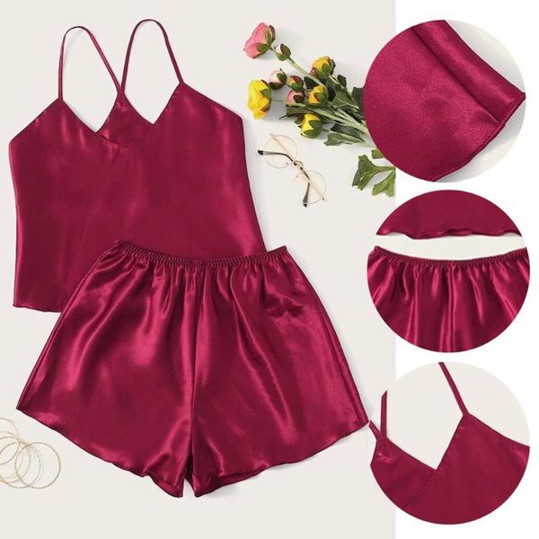 women stain nightwear shorts camisole pajamas sleepwear lingerie set for women babydoll silk nightgowns, Red;black
women stain nightwear shorts camisole pajamas sleepwear lingerie set for women babydoll silk nightgowns, Red;black