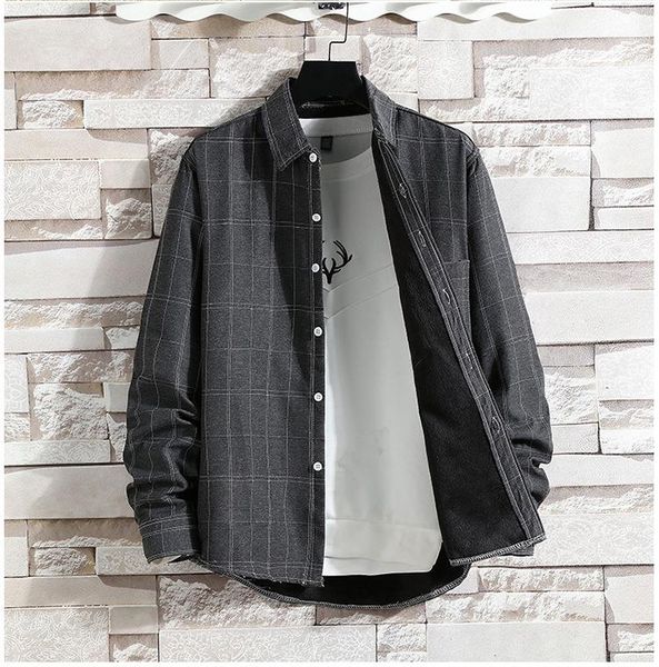 new fashion designer slim fit shirt men's black plaid men's dress shirts long sleeve plus velvet casual shirt men's clothing, White;black
new fashion designer slim fit shirt men's black plaid men's dress shirts long sleeve plus velvet casual shirt men's clothing, White;black