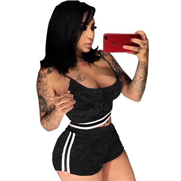 velvet 2 piece set women crop and shorts sporting suit feminine autumn set striped velour women 's tracksuit breathable, Gray
velvet 2 piece set women crop and shorts sporting suit feminine autumn set striped velour women 's tracksuit breathable, Gray