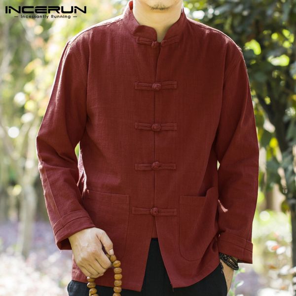 incerun men solid stand collar long sleeve cotton casual shirt jackets fashion retro harajuku comfort buckle mens blouse 2019, White;black
incerun men solid stand collar long sleeve cotton casual shirt jackets fashion retro harajuku comfort buckle mens blouse 2019, White;black