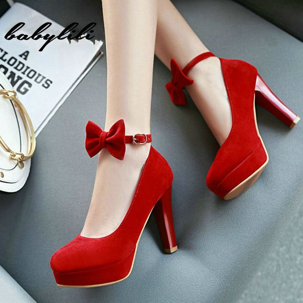 women shoes sweet bow knot with buckle thick high heel pumps fashion platform round toe dress shoes black red beige
women shoes sweet bow knot with buckle thick high heel pumps fashion platform round toe dress shoes black red beige