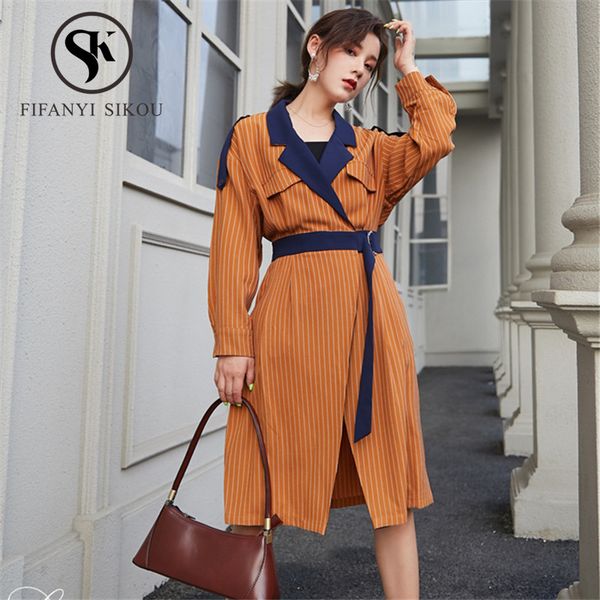 spring women fashion striped trench coat 2020 new lapel lace up long trench coat female loose casual thin outerwear, Tan;black
spring women fashion striped trench coat 2020 new lapel lace up long trench coat female loose casual thin outerwear, Tan;black