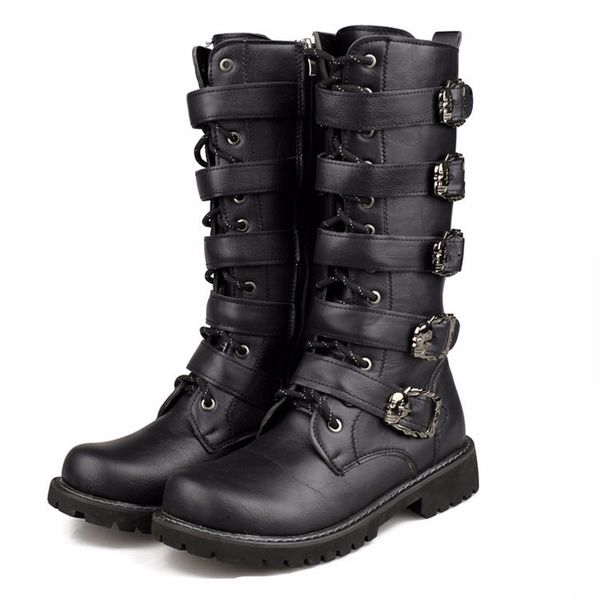 men leather combat metal buckle male motorcycle punk boots men's shoes rock zapatillas deprtivas hombre hh-880, Black
men leather combat metal buckle male motorcycle punk boots men's shoes rock zapatillas deprtivas hombre hh-880, Black