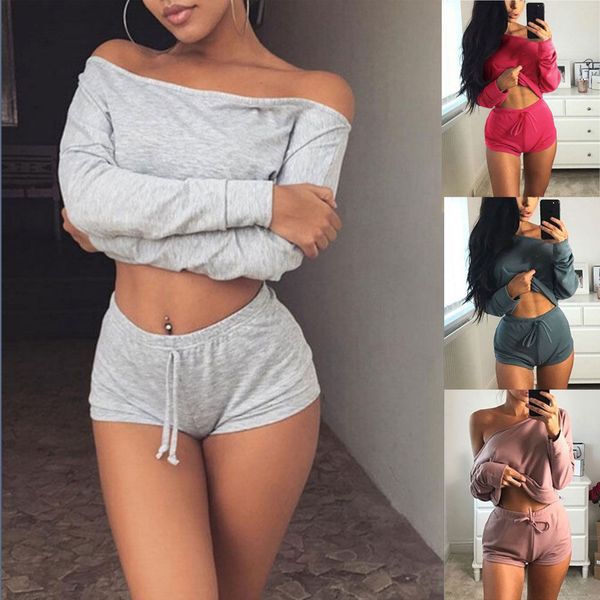 2019 two piece set women long sleeve shirt cropped shorts women's tracksuits 2019 new solid off shoulder short trousers, White
2019 two piece set women long sleeve shirt cropped shorts women's tracksuits 2019 new solid off shoulder short trousers, White
