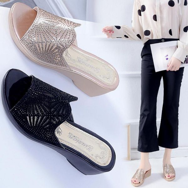 sagace summer slippers women shoes wedge thick bottom mesh rhinestone women shoes flat summer casual home comfortable slippers, Black
sagace summer slippers women shoes wedge thick bottom mesh rhinestone women shoes flat summer casual home comfortable slippers, Black