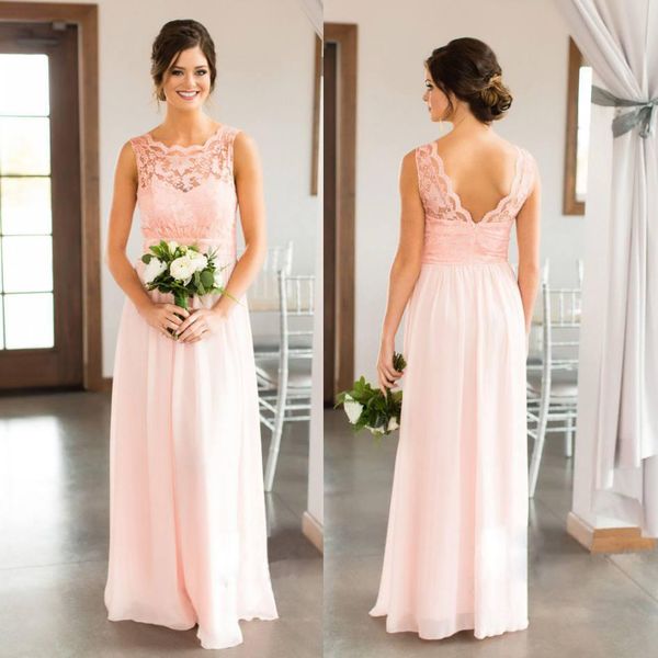 new arrival lace country bridesmaids dresses long sheer jewel neck chiffon wedding guest dress floor length pleated maid of honor gowns, White;pink
new arrival lace country bridesmaids dresses long sheer jewel neck chiffon wedding guest dress floor length pleated maid of honor gowns, White;pink