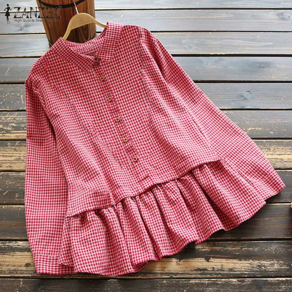 zanzea мода женщина plaid проверены блуза осень с длинным рукавом оборки hem рубашка vintage пуговицы blusas крупногабаритного tops mujer, White
zanzea мода женщина plaid проверены блуза осень с длинным рукавом оборки hem рубашка vintage пуговицы blusas крупногабаритного tops mujer, White