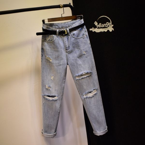 light blue south korea's new light blue hole beggar jeans dress tall waist loose bf wind haroun pants
light blue south korea's new light blue hole beggar jeans dress tall waist loose bf wind haroun pants