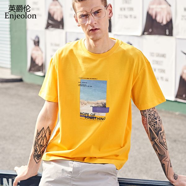enjeolon tshirt men summer short sleeved o-neck print cotton streetwear casual male tee shirts t3901, White;black
enjeolon tshirt men summer short sleeved o-neck print cotton streetwear casual male tee shirts t3901, White;black
