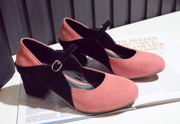 2019 women's shoes in spring and autumn with new style high heel coarse heel round head suede @08, Black
2019 women's shoes in spring and autumn with new style high heel coarse heel round head suede @08, Black